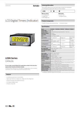 AUTONICS LE8N CATALOG LE8N SERIES: LCD DIGITAL TIMERS (INDICATOR)